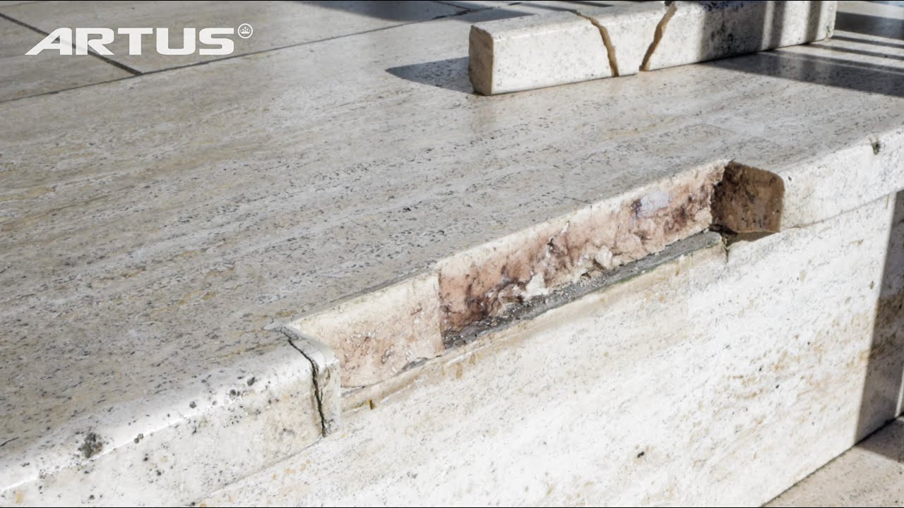 Reparatur einer Steintreppe - Ausbruch