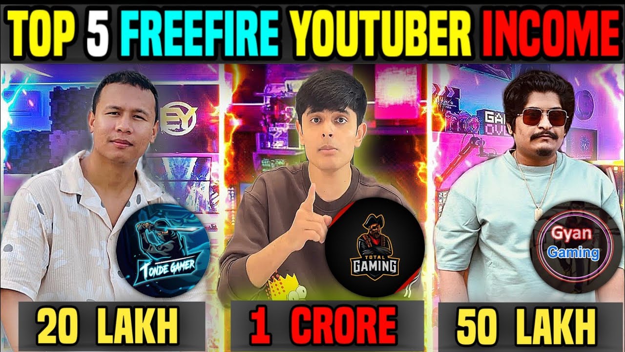 TOP 5 BEST FREEFIRE YOUTUBERS INCOME 🤑 | Total Gaming Income | Raistar Income | FreeFire ki Income