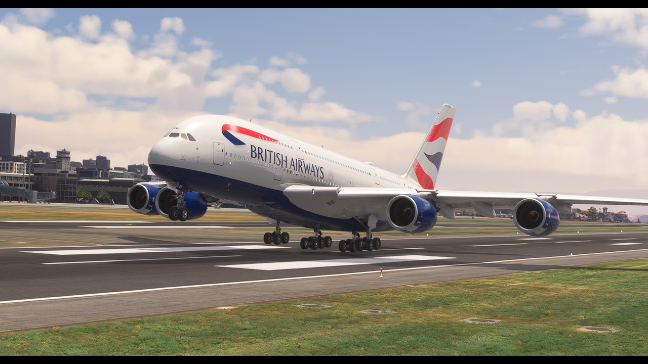 Lepas Landas Yang Penuh Resiko Airbus A380-800 Santos Damon Airport