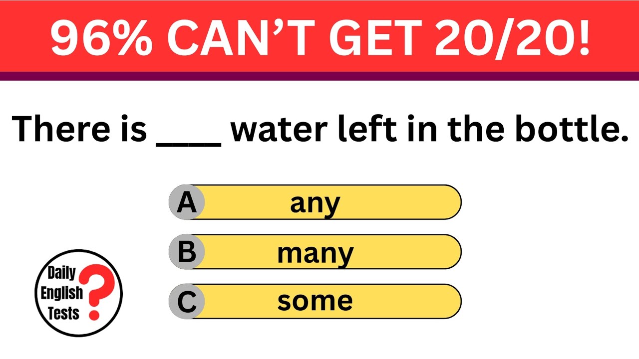 96% CAN'T GET 20/20! | 20 ENGLISH QUESTIONS 