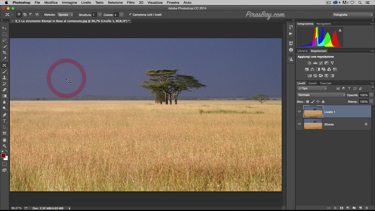 8-5 Lo strumento Riempi in Base al contenuto di Photoshop