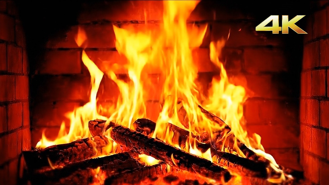 3 Hours Soft Music 🔥 Cozy Fireplace Ambience 4K | Relaxing Background Music