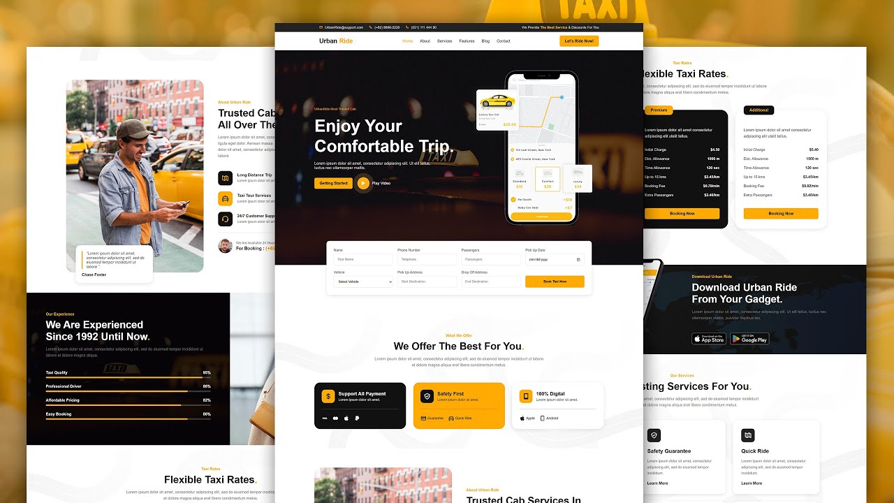 🔥Complete Responsive Cab Booking Website Using HTML5, CSS3 & JavaScript | Flexbox Project