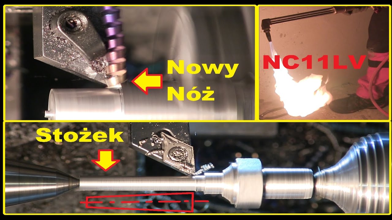 Cienkie stożki na tokarce, Toczenie w kłach, hartowanie NC11LV Dysze rozdmuchowe, nowy nóż tokarski