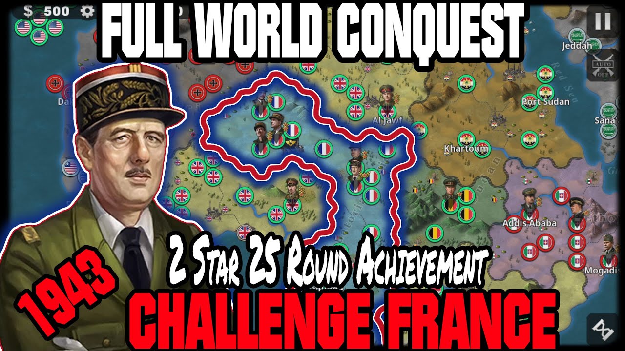 FRANCE 1943 CHALLENGE WORLD CONQUEST! 2-Star 25 Round Achievement World Conqueror 4