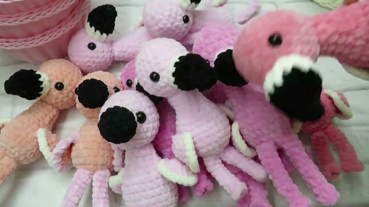 плюшевые зайчата, фламинго, мышонок по мк, подготовка к ярмарке 5, #амигуруми