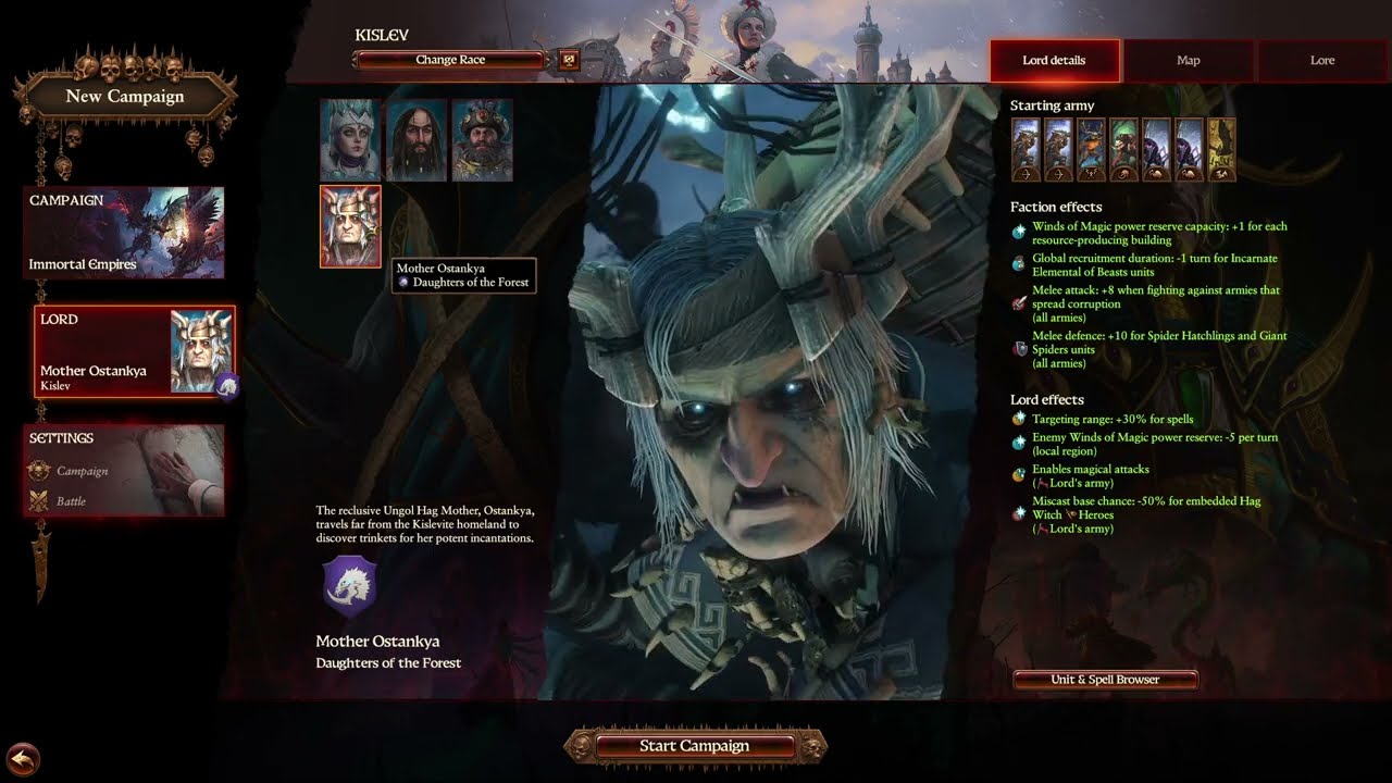 Shadows of Change Lord Selection Screen | Total War Warhammer 3
