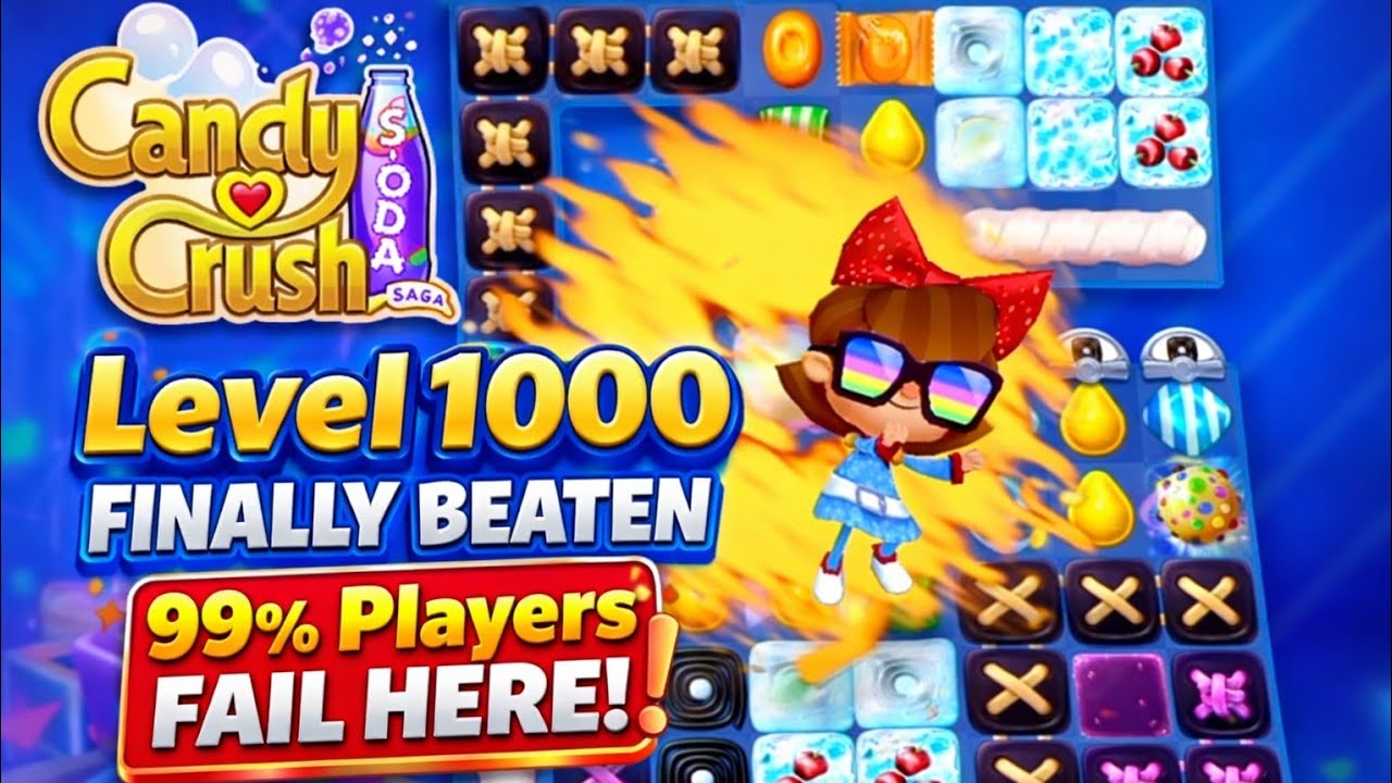 INSANE! Candy Crush Soda Saga Level 1000 FINALLY BEATEN! (99% Players FAIL Here!)