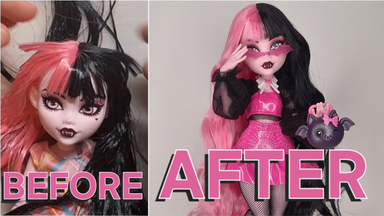 Doll Hair Reroot: Giving G3 Draculaura a longer, fuller and highlighted hair make-over!