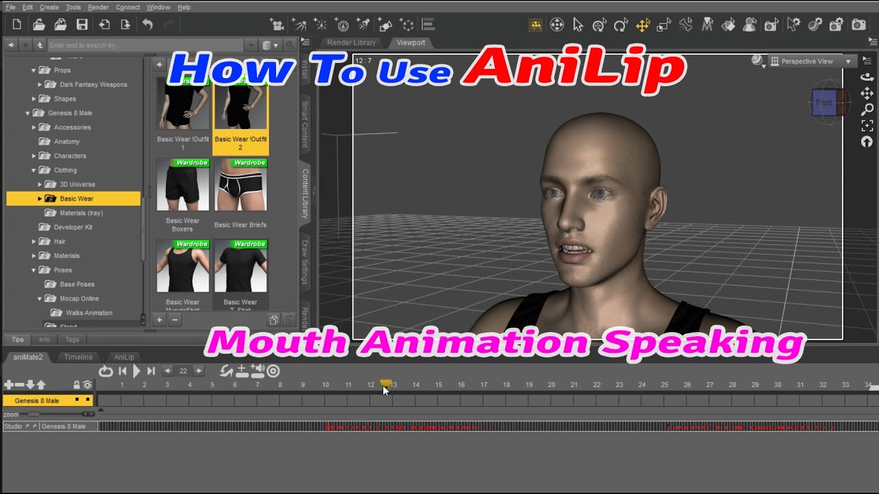 How To Use AniLip For Daz3D, Mouth Animation Speaking Daz Studio 3D, Daz3D AniLip