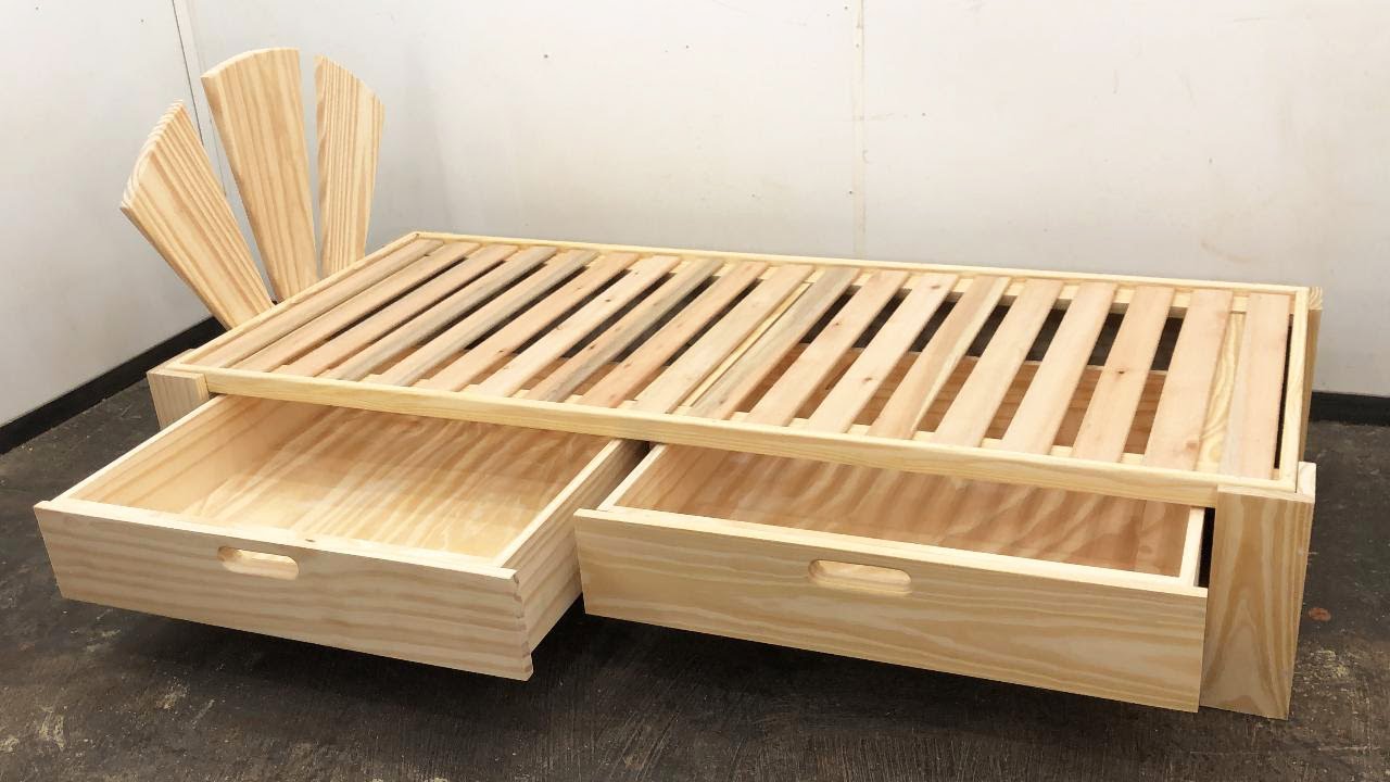 Cama de Madera de Una Plaza muy Bonita - Muy Fácil de hacer