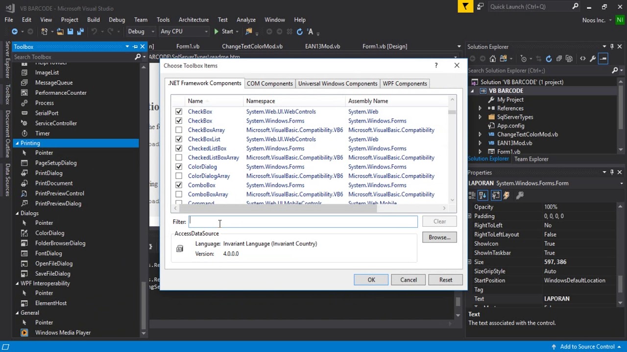 Missing Reportviewer in Toolbox Visual Studio 2017