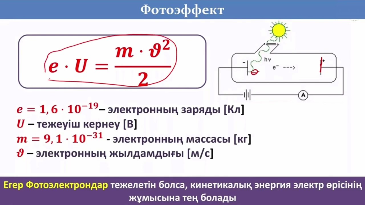 Фотоэффект үшін Эйнштейн теңдеуі