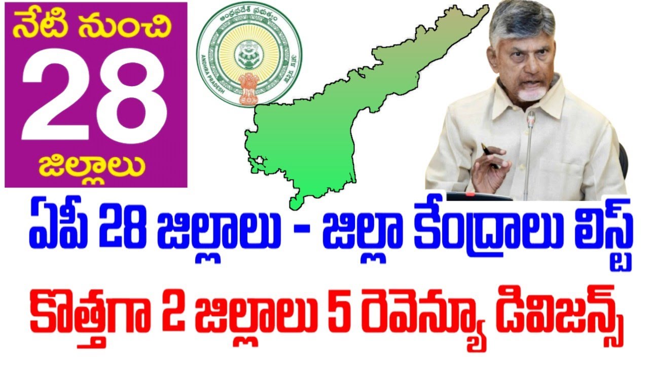 ఏపీలో కొత్త  28 జిల్లాలు - జిల్లా కేంద్రాలు ఇవే|ap new 28 districts names 2026|new districts ap 2026