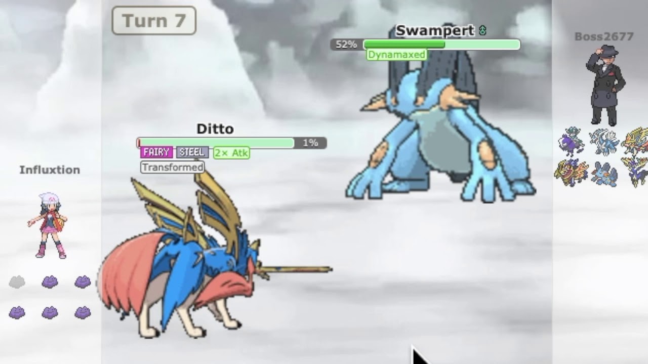 Using a full ditto team in pokemon showdown...