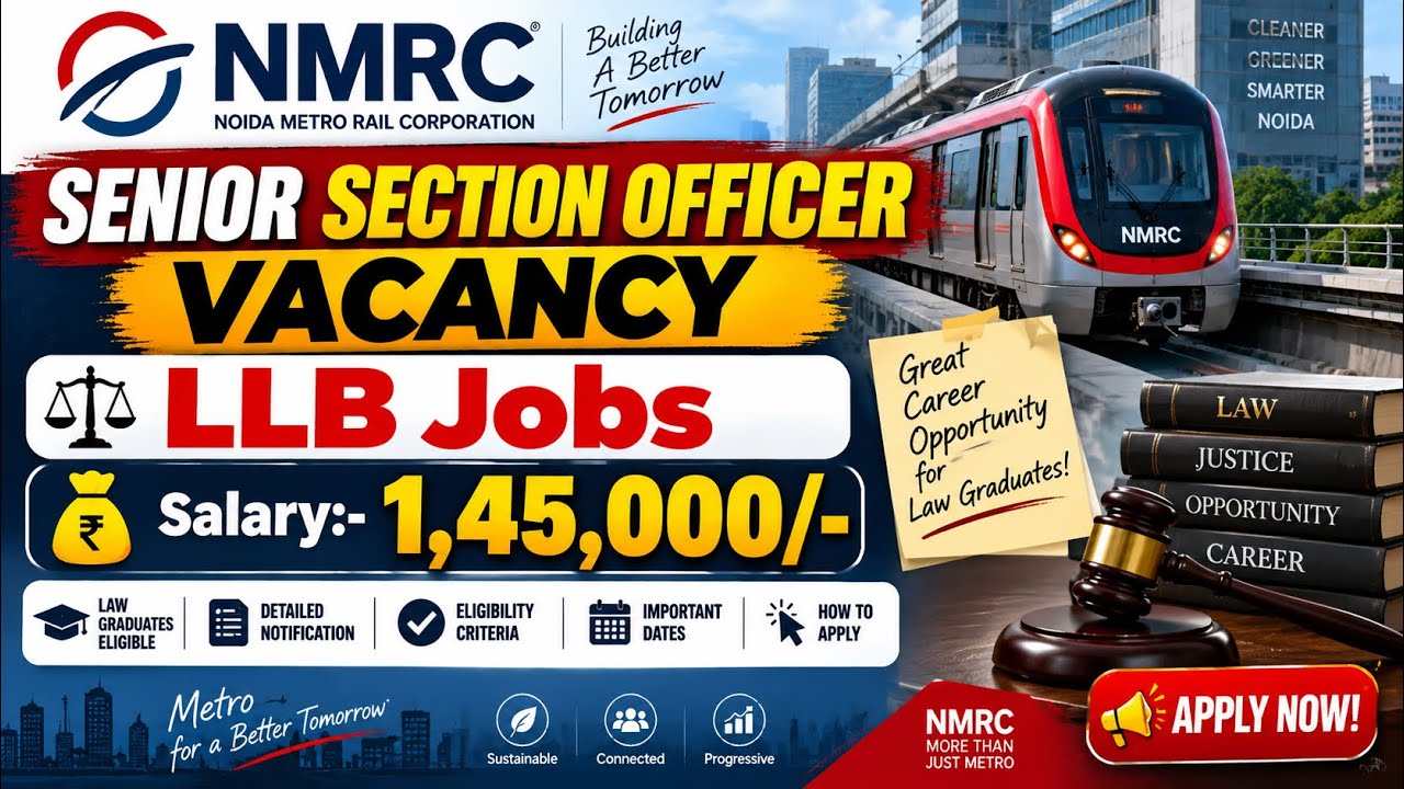 NMRC Recruitment 2026 | LLB Jobs | Senior Section Officer Legal Vacancy | Salary ₹1,45,000/- 