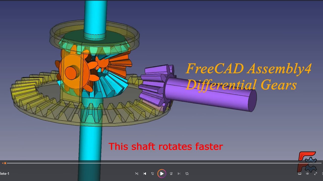FreeCAD Assembly4 Tutorial- Differential Bevel Gears Animation