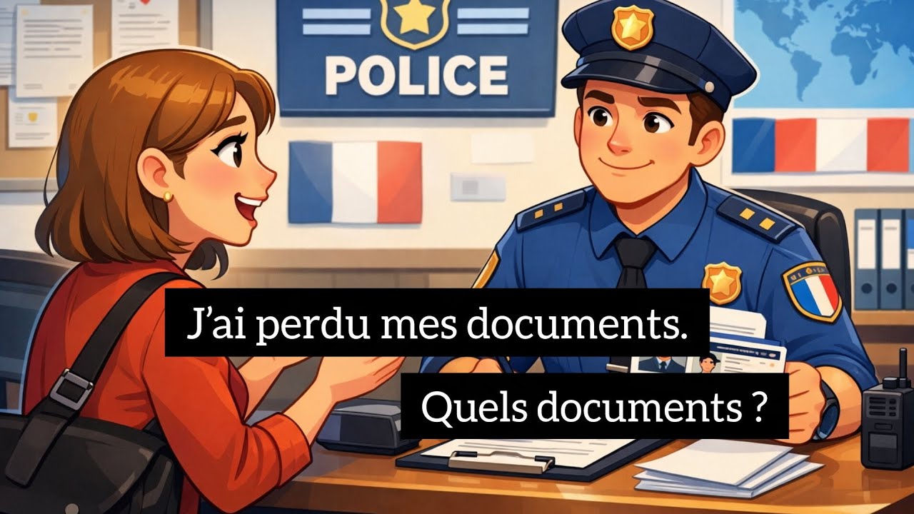 🇫🇷 Apprendre le français avec un dialogue réel – Perte de documents 📄