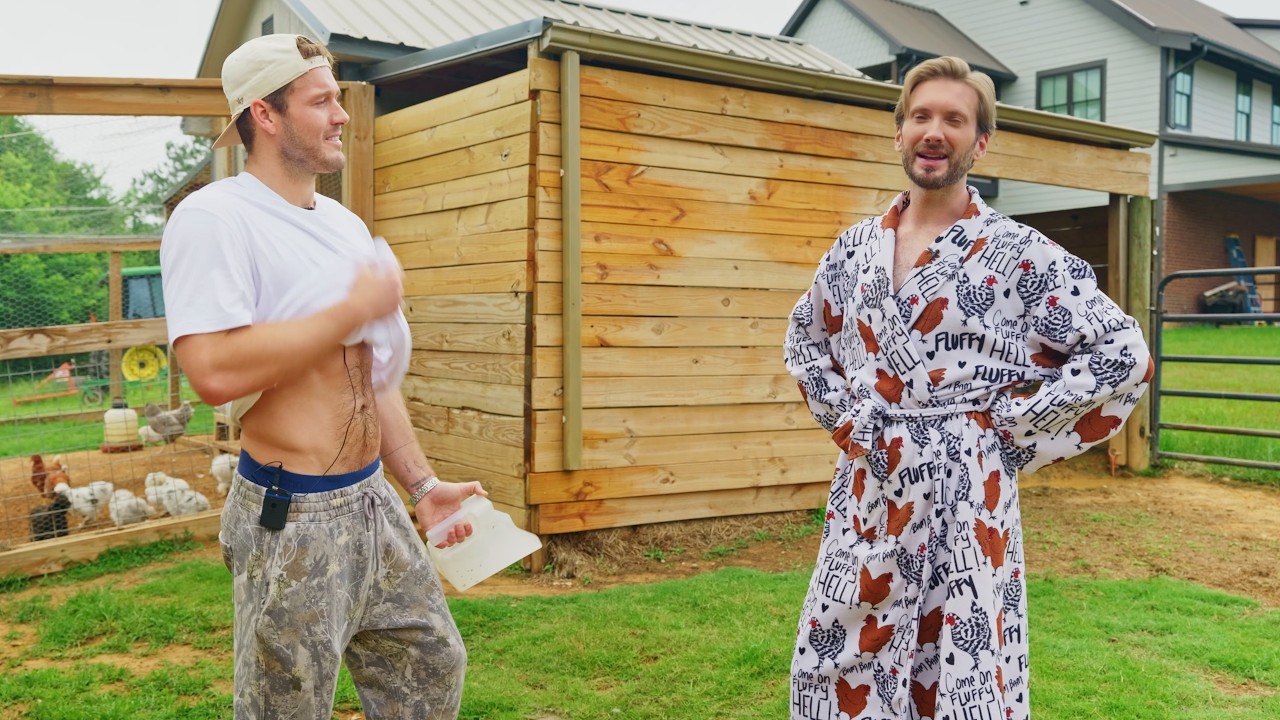 Colton Underwood Recreates His Iconic Scene From The Bachelor | Farm Chores With Matt Mathews