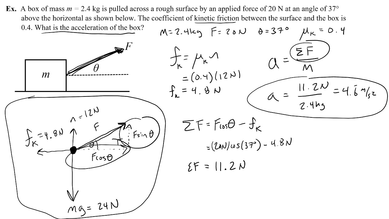 How to find force at an angle with friction
