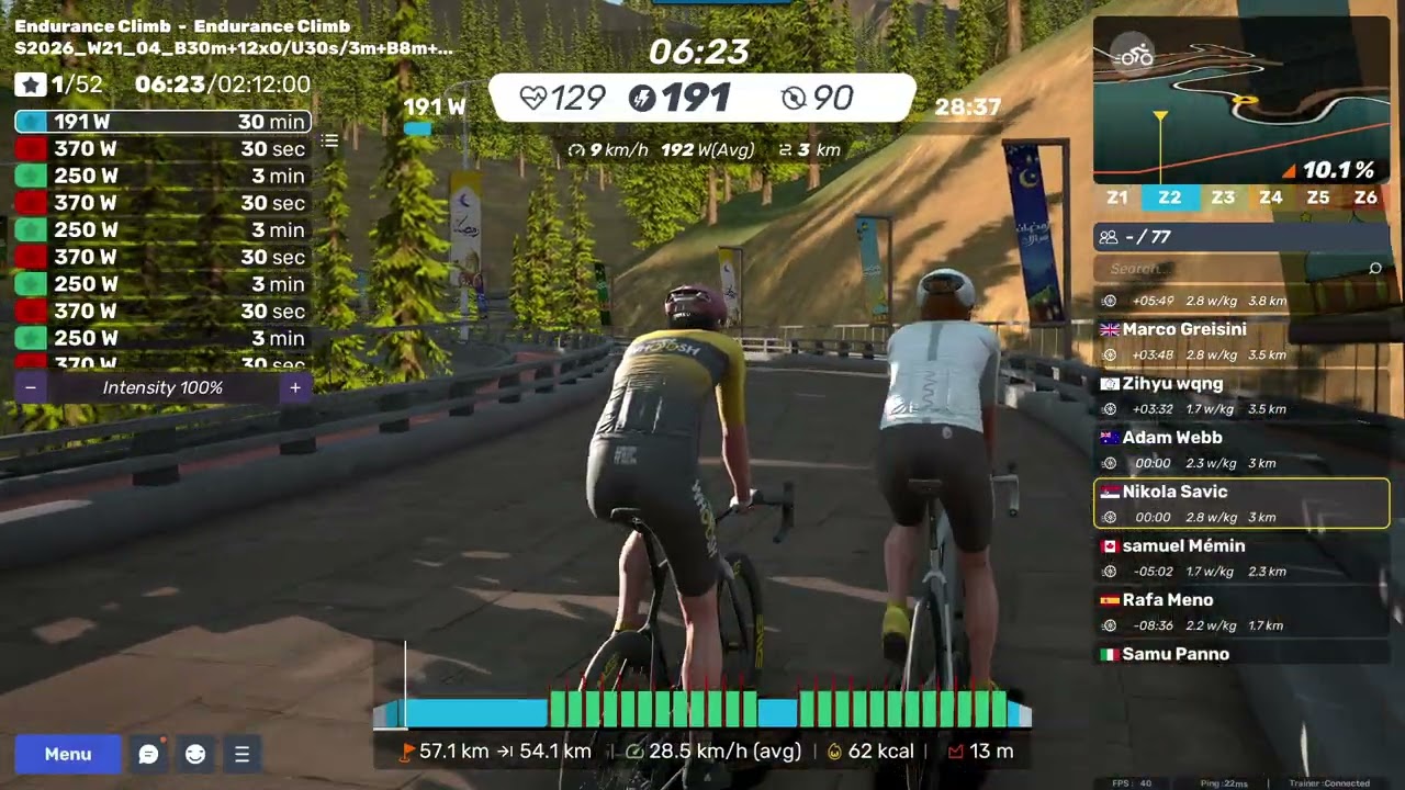 MyWhoosh - Custom workout on Endurance Climb - Over/Under training S2026_W21_04