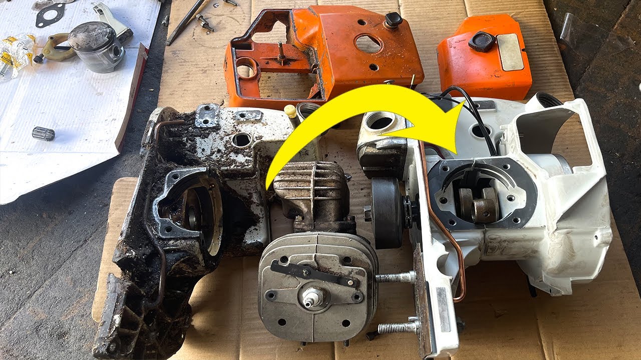 Replacing Chainsaw Crankcase STIHL 070 / Old Crankcase Need Replaced by New One (Copy)