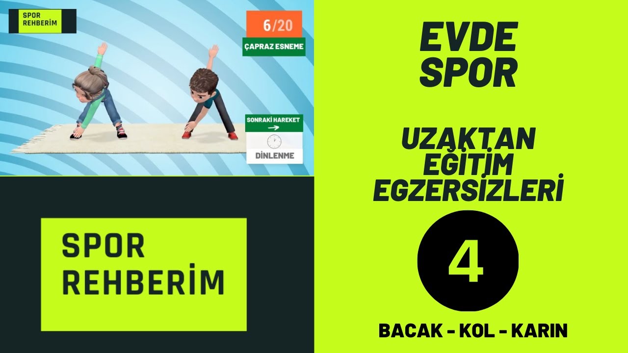 EVDE SPOR | ÇOCUK SPOR HAREKETLERİ | BEDEN EĞİTİMİ | BACAK - KOL - KARIN | 4.ANTRENMAN