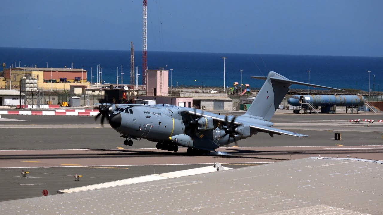 Gibraltar Airport LXGB RAF A400M ZM403 Heavy Landing 04/09/24