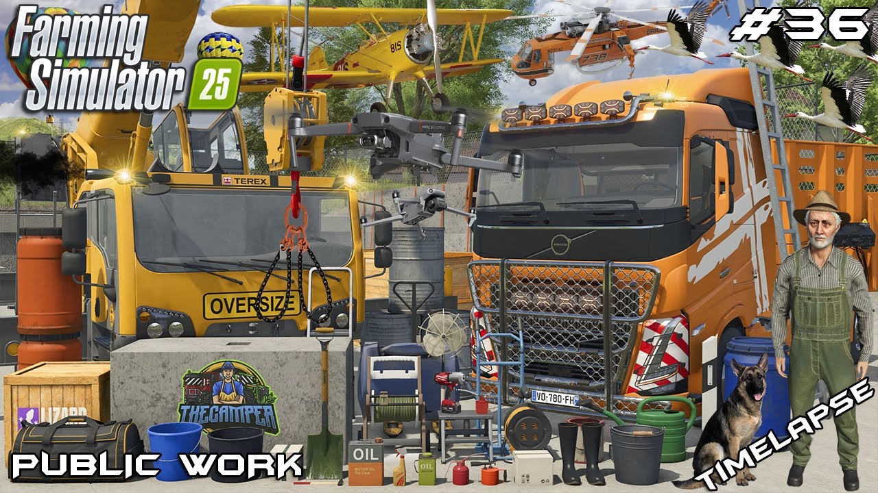 🏗️ BUILDING A CONCRETE RETAINING WALL WITH A CRANE 🧱 | PUBLIC WORK | Farming Simulator 25 | EP 36