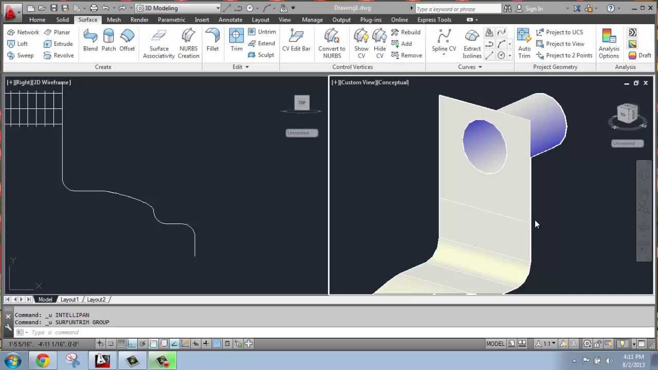 AutoCAD - 3D Modeling Basics #21 - Surface: Trim and Untrim - Brooke Godfrey