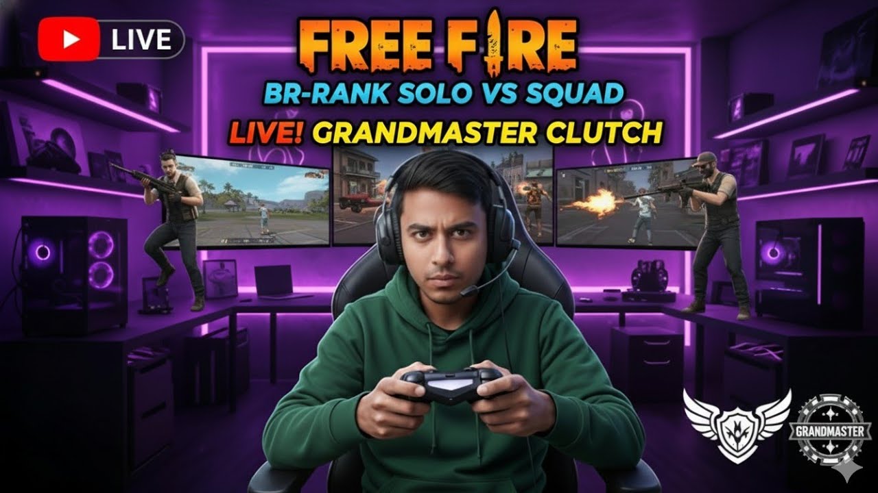 FREE FIRE BR-RANK SOLO VS SQUAD GAME LIVE 😈😎