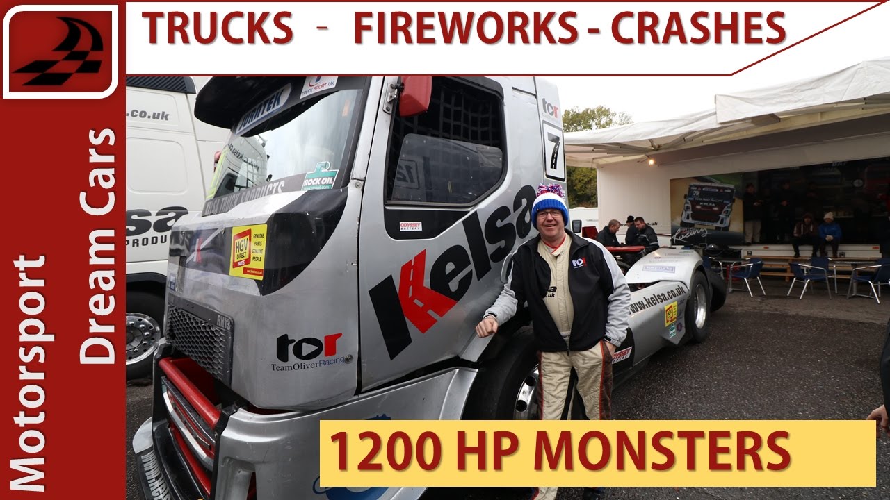 1200 hp Racing Trucks, fireworks & crashes. Brands Hatch 2016 BTRA Final