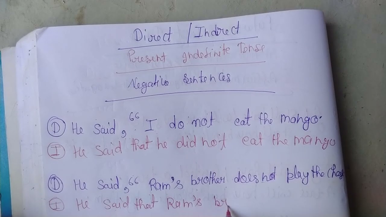 direct/indirect. present indefinite tense ka negative sentences..