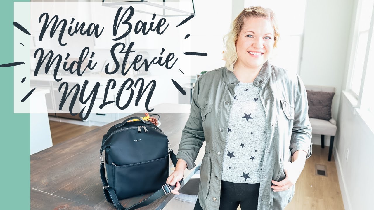 Mina Baie Midi Stevie in NYLON and Gunmetal Diaper Bag