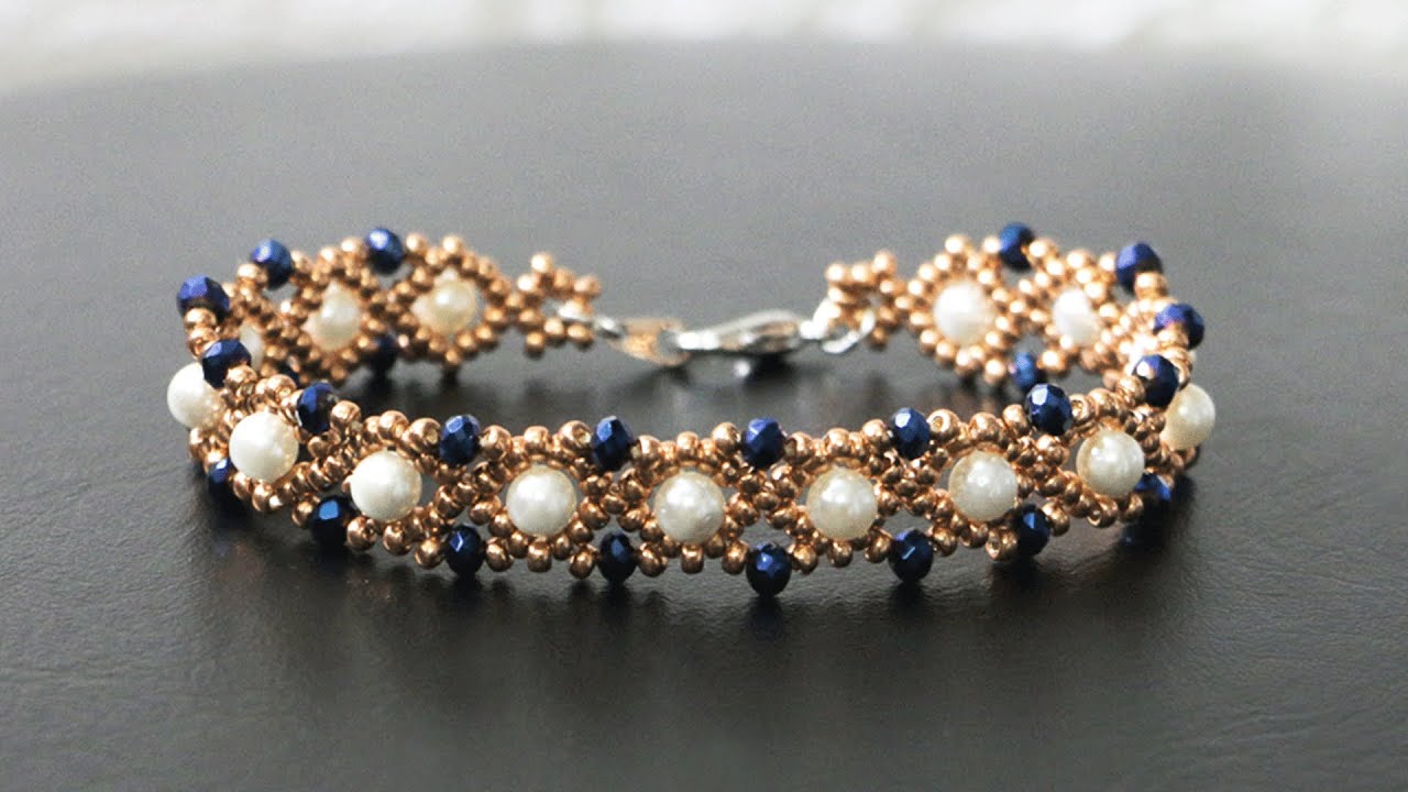 Simple pearl beaded bracelet tutorial. How to make jewelry
