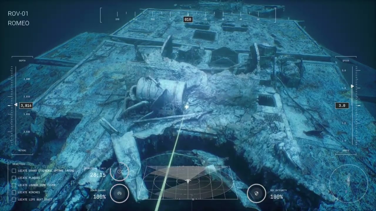 The wreck of the Titanic - vROVPilot game - Part 1: bow.  July 11, 2025