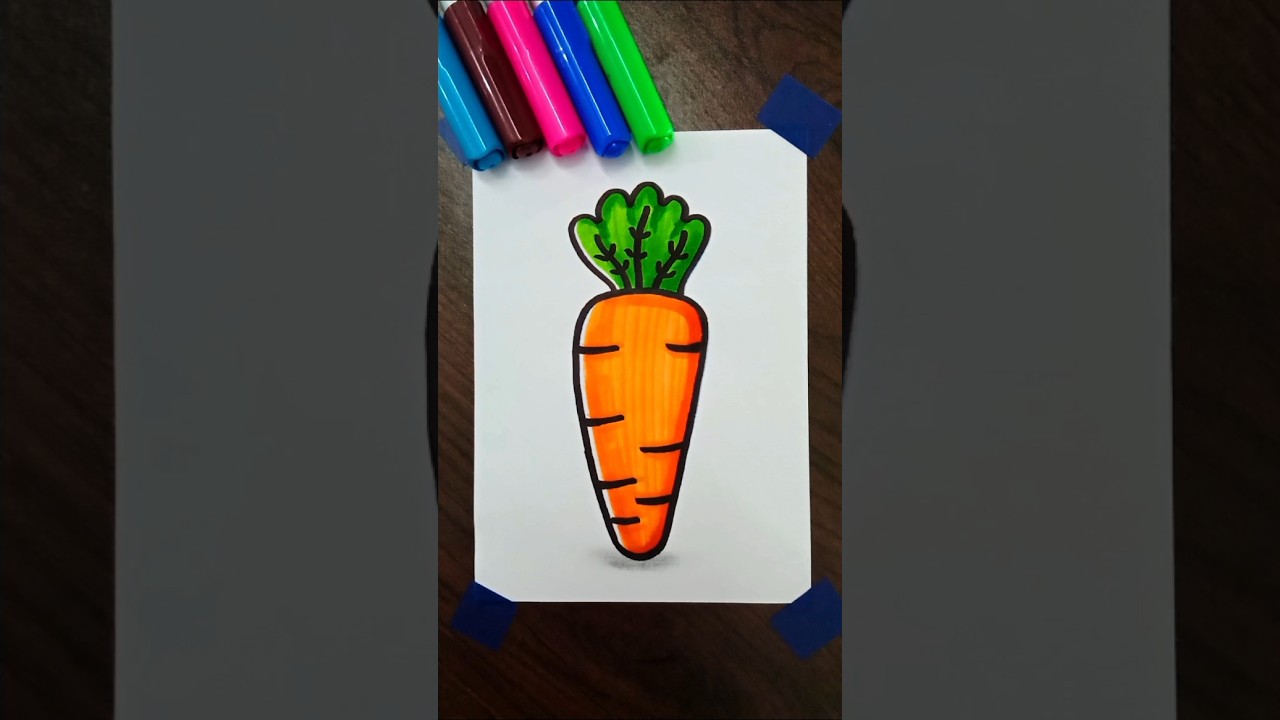 dessiner une carotte facilement 💕🥕🥕 #art #l&eacute;gumes #shorts