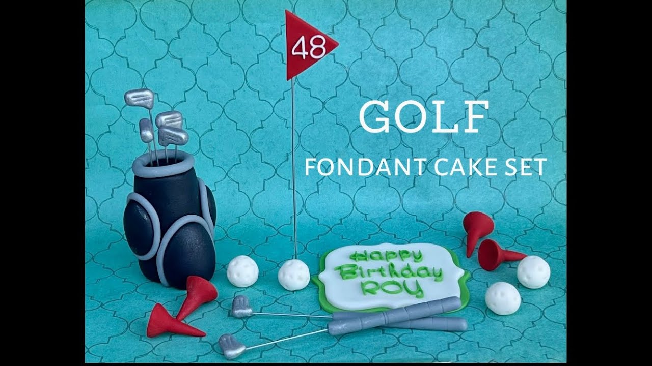 ⛳️How to make a GOLF fondant cake set (bag, clubs, balls, tees & plaque) (weights & tools included)