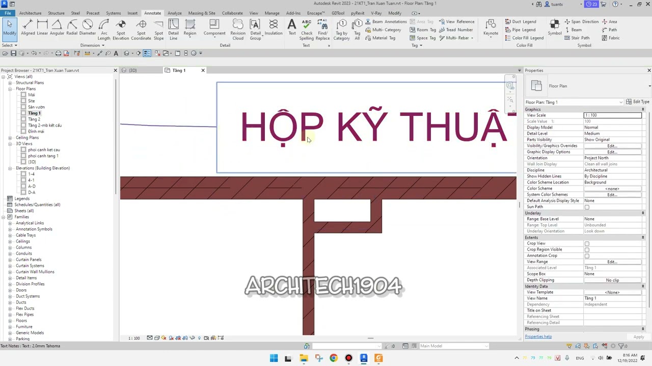 Revit 2023- Buổi 8.1- Ghi chú chữ bằng Text trong Annotation