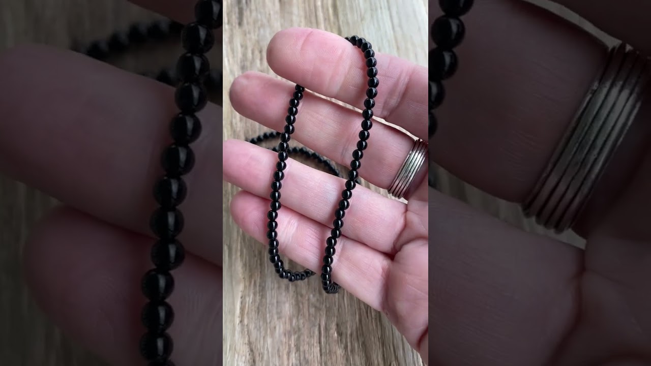 Black Onyx Necklace, Small 3mm Beads  
