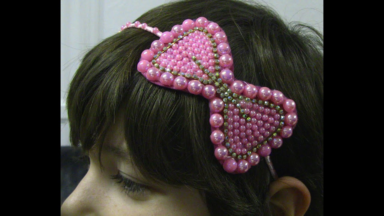 D.I.Y. Laço de feltro  com  strass  Perolas -Passo a Passo- tutorial