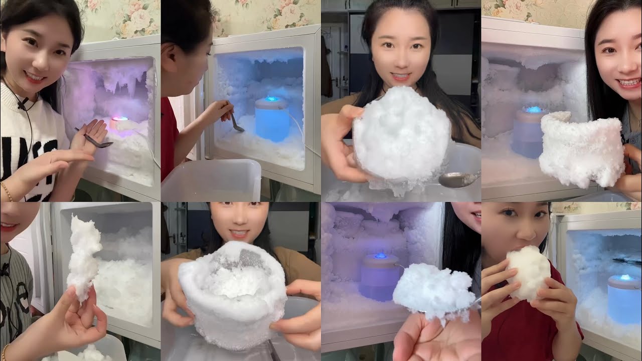 ✨HER SOLO✨| ASMR MINI FREEZER FROST EATING AND SCRAPING | WHITE ICE EATING