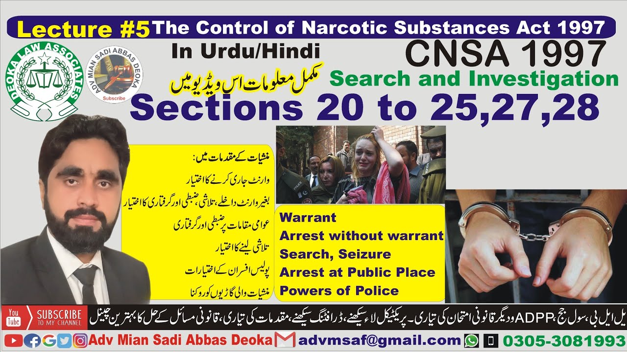 CNSA Lecture on Sections 20, 21, 22, 23, 24, 25, 27, 28 THE CONTROL OF NARCOTIC SUBSTANCES ACT, 1997