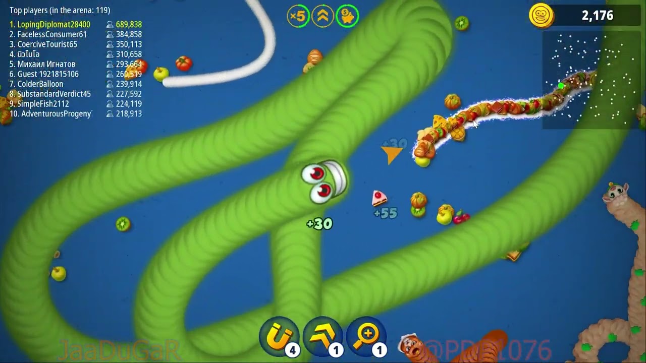 WormsZone io Hungry Snake || 1.9 million score by prithvi raj || back to back 2 million game play ||
