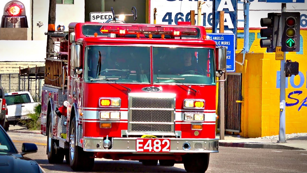 LAFD Engine 482 (Reserve) Responding Lights, Sirens and Air Horns