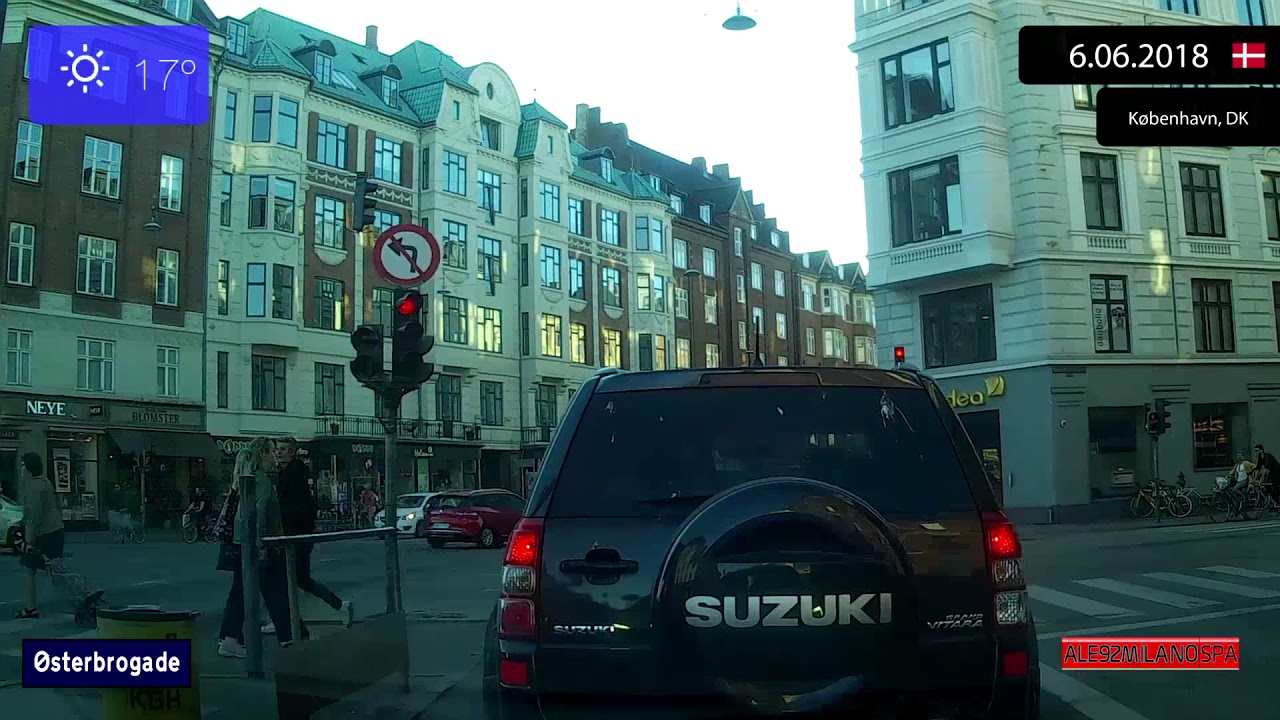 Driving through København (Denmark) from Centrum to Gentofte 6.06.2018 Timelapse x4