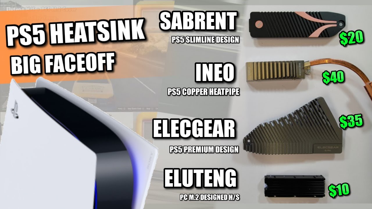 PS5 Heatsink FaceOff - Sabrent PS5 vs Elecgear vs Eluteng vs INEO PS5 Copper Heatpipe Comparison