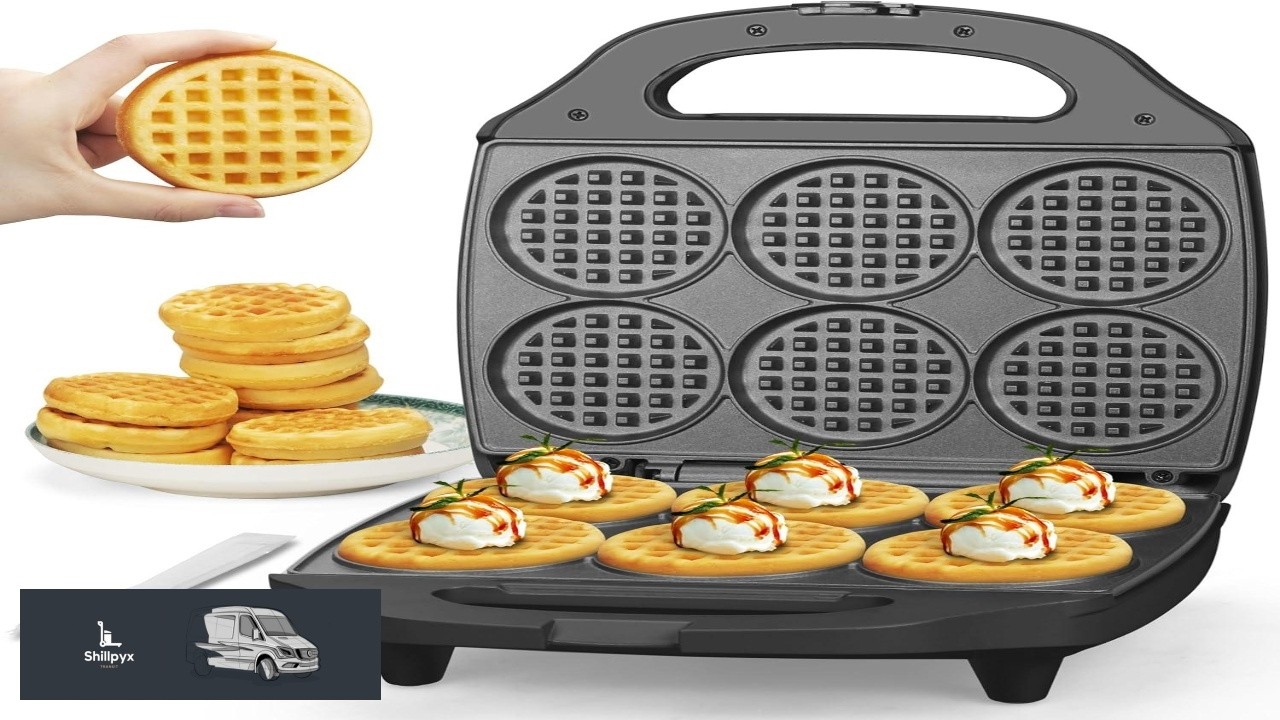 Baker's Friend Multi Mini Waffle Maker Machine 6 x 3'' Small Waffle