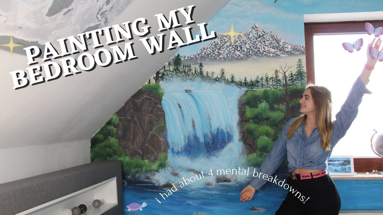 painting my wall with a BOB ROSS painting!!