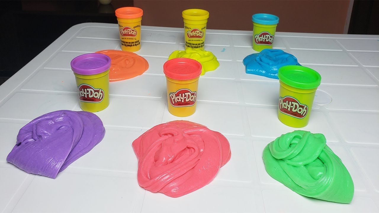 TRANSFORMEI TODAS AS MASSINHAS PLAY-DOH EM SLIME!!!